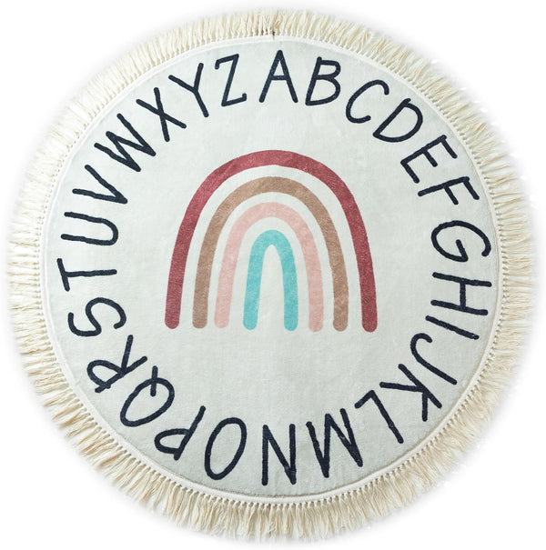 ABC Lovely Boho Rainbow Rug - 4ft Toddlers & Baby Playroom Rug,