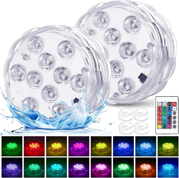 YiaMia Hot Tub Lights - 2-Pack RGB Color Battery-Powered LED Pool Lights