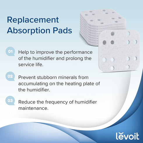 LEVOIT Humidifier Replacement Filters 10-Pack, 18x24 White Mineral Absorption Pad for LV600S, LV600HH, OasisMist450S