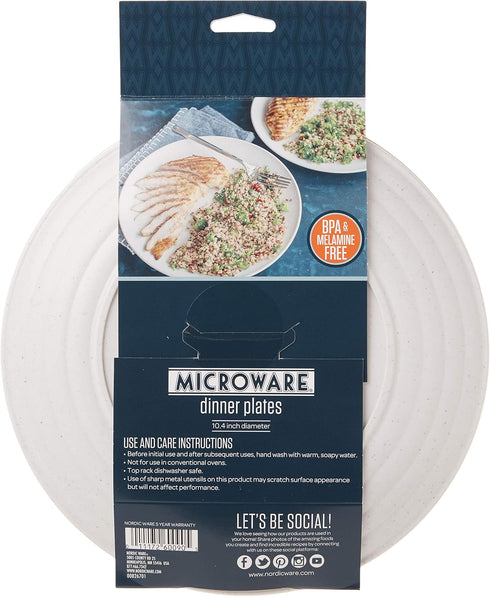 Nordic Ware Polypropylene Microwave Serveware Plates, 10", White