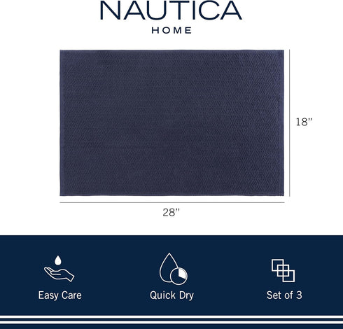 Nautica 100% Cotton Kitchen Towels Set of 3 | 18" X 28" Navy/White Stripe Super Absorbent Dish Towels for Drying Dishes