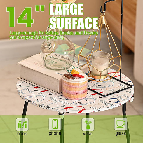 Taofwter 14" Side Tables for Patio, Indoor Outdoor Metal Side Table for Poolside Bistro Balcony Yard Porch Bedside