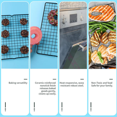 Non-Stick Steel Baking & Cooling Rack, Heavy Duty Oven Safe for Cookies, Cakes, Breads - 9.84"x15.9" - 1 Piece