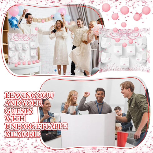 31 1 7 10 1 Ctosree Pcs Pink Bow Baby Shower Diaper Game Diaper Baby Shower Game Board Diapers Plastic Balls Organza