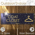 Coat Closet Sign, Black/Gold Engraved Door Accessories, 3" x 9", Fade Resistant, Indoor/Outdoor Use, USA MADE