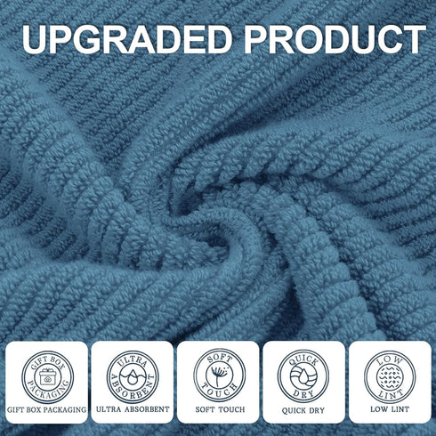 6 Pack, 13"x13" 100% Blue Washcloths - Cotton | Lightweight | Thick | Quick Dry | Soft | Absorbent, Wash Cloths