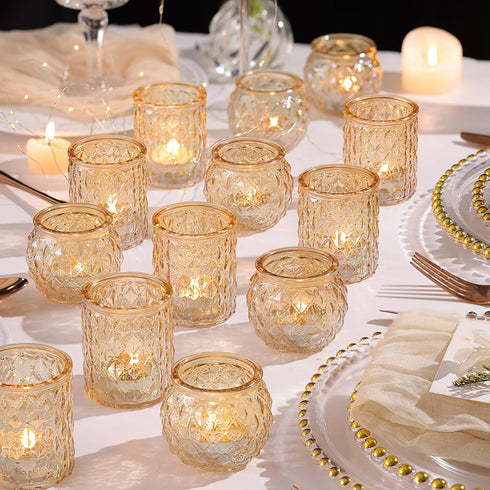 NITIME 36 Pcs Assorted Gold Votive Candle Holders, Tea Light Candle Holder
