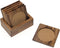 Lipper International Acacia Square with Cork Coasters and Caddy, 7-Piece Set