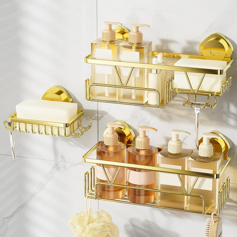 KEGII Suction Cup Shower Caddy 3 Pack Suction Cup Shelf with Soap