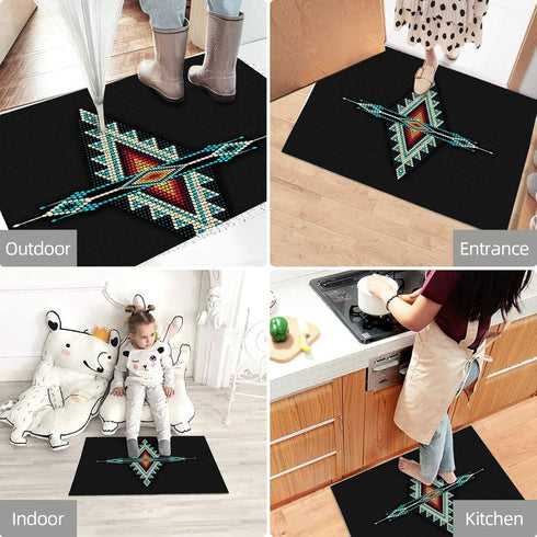 Welcome Doormat Native Southwest Aztec Navajo Indoor Outdoor Mat, 16x24 Bath Rug for Kitchen and Garden