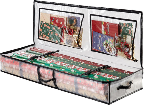 VENO Clear Wrapping Paper Organizer Storage Box for Christmas Gift Bags and