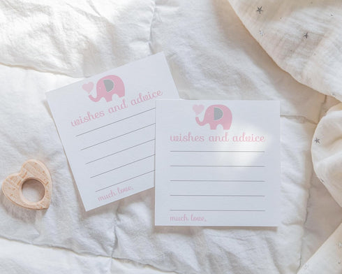 Pink Elephant Advice Cards (25 Pack) - Fun Baby Shower Game, Unique Guest Book Alternative, 4x4 Cards