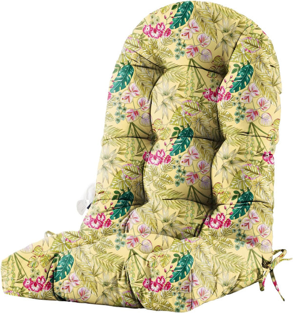 Floral High-Back Seat Cushion - Waterproof Outdoor Adirondack Chair Cushion for Patio