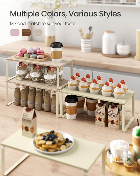 Set 2 Counter UKCS025L01 SONGMICS Cabinet Organizer Shelf, of Kitchen Shelves, Kitchen Storage, Spice Rack, Stackable