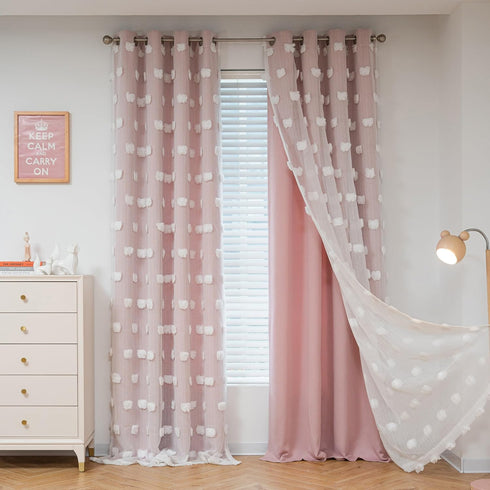 MYSKY HOME Pink Curtains for Girls Bedroom 84 Inches Long Blackout Nursery