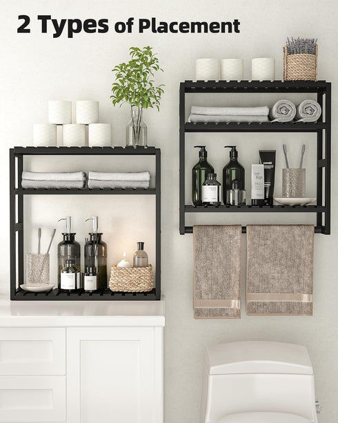 Galood 3 Over The Toilet Storage Bathroom Shelves Wall Mounted Tier Space Saver Corner Shelf Organizer Bamboo Towel