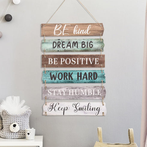 6 Pieces Rustic Wall Hanging Plaque Sign, Inspirational Wall Art, Farmhouse Wooden Door Signs with Motivational Quotes