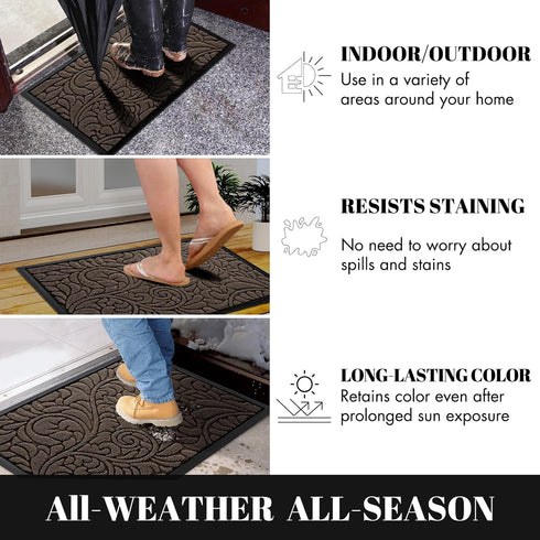Yimobra Sturdy Door Mat, Heavy Duty Welcome Mats for Home Entrance, Weather Resistant, Easy Clean, 29.5 x 17