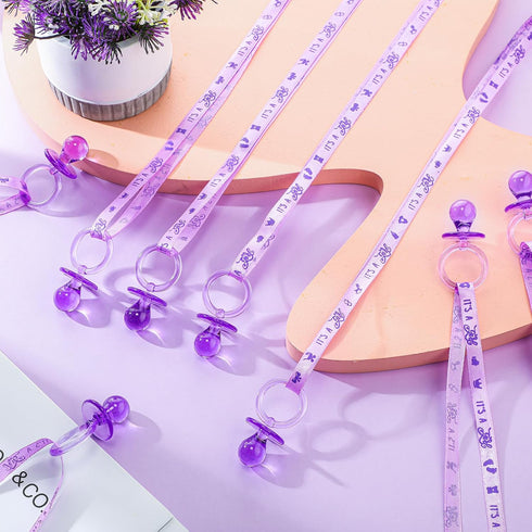36 Tigeen Pcs Shower Party Pacifiers Necklace Acrylic Pacifiers Favors Plastic Charm for Shower Party Decorations Table