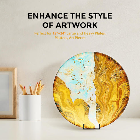 TR-LIFE 12 Inch Plate Stands for Large Heavy Duty Display, Metal Picture Frame Holder + Table Top Easels