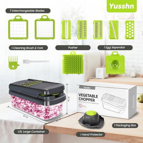 Yusshn Chopper,12-in-1 7 Vegetable Multifunctional Food Chopper,Professional Onion Chopper with Blades,Vegetable Cutter