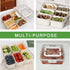Divided Serving Tray with Lid and Handle - Portable Snack Container, Multi Compartment Clear Veggie Tray