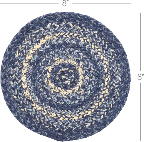VHC Brands Great Falls Blue Trivet Hot Pad for Pots and Pans, Round Circle, 8 Inches