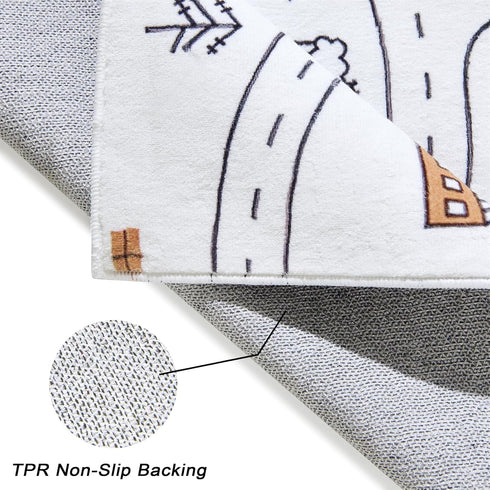 Estmy 4x6 Washable City Road Map Kids Play Rugs Non Slip, Cute Whimsical Nursery Rugs for Girls Boys Bedroom, Thin Pile