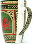Clara Craft Wales Porcelain Coffee Mug - Welsh Red Dragon Porcelain Cup with Irish Celtic Knots Design, Made of New