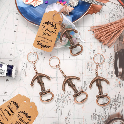 Winocbxt 50pcs Anchor Keychain Bottle Opener Wedding Gift Decoration, Perfect for Birthday Party, Baby Shower, Nautical