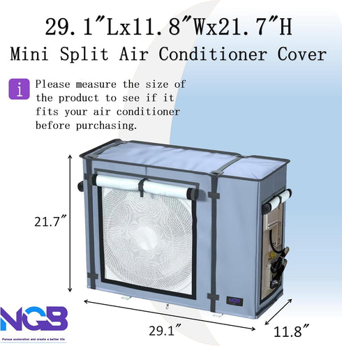 NGB Mini Split Cover for Air Conditioner Outdoor Unit, 29.1"L x 11.8"W x 21.7"H, Universal for Mini Split HVAC Units
