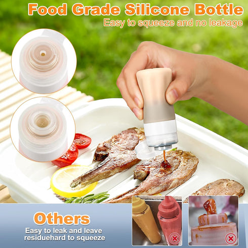 4Pcs 2 Oz Condiment Squeeze Bottles for Sauces, Leakproof Salad Dressing Container to Go, Small Silicone Squeeze