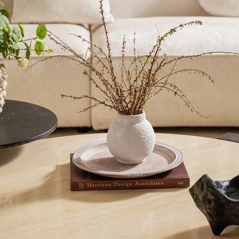 Counter- 11.8" Farmhouse Rustic Coffee Table Tray for Home Decor, Round Wooden Powder Compressed Decorative Tray, Wood