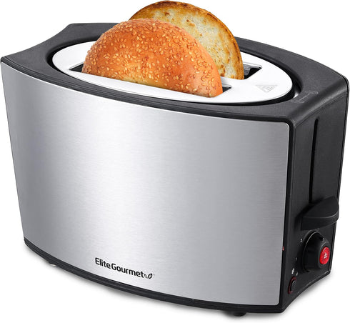 Elite Gourmet ECT2428 Extra Wide 1.25” Slot 2-Slice Toaster, 6 Toast Settings, Cancel, Defrost, Stainless Steel