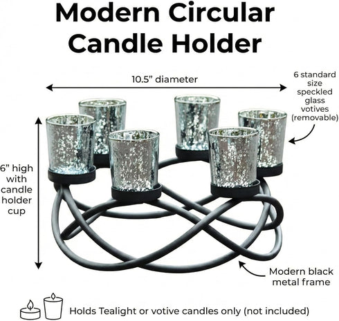 6 Seraphic Iron Round Table Decor Christmas Centerpiece Decorations Candle Holder for Weddings, Outdoor Patio, Dining