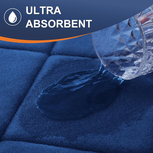 OLANLY Memory Foam Bath Mat 30x20, Ultra Soft Absorbent Bathroom Rug, Machine Washable, Navy