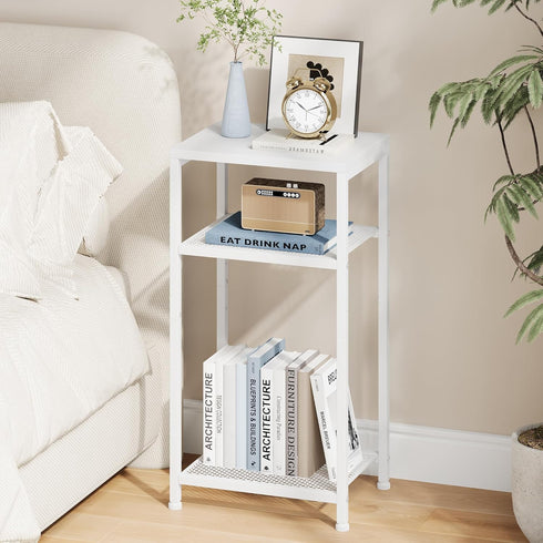 29.1" HET003WT1 Heybly Small Side Table, Tall End Table with Adjustable Shelf, Telephone Table, Nightstand, Accent