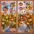 YUJUN 6 Sheets Thanksgiving Fall Window Clings, Pumpkin Maple Leaves Oil Painting Decals for Autumn Home Decor and