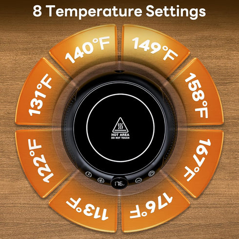 Set 8 Settings 1-12H Coffee Mug Warmer with Mug - Cup Warmer for Desk Auto Shut Off, Smart Electric Beverage Heater