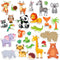 MARFOREVER 50 PCS Jungle Animals Window Gel Clings, Removable and Reusable Thick Decals for Kids Classroom Nursery Home