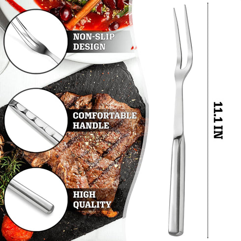 Two Pronged Fork Tine Elite - 11 Inch Kitchen Forks Carving Fork for Meat Stainless Steel Kitchen Utensils Meat Fork Carving Granny Fork - Meat Forks for Cooking Serving Forks Large for Meat by ZOKLU