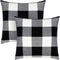 Syntus Set of 2 Buffalo Check Throw Pillow Covers, Black and White Polyester Linen for Christmas Thanksgiving Decor, 18