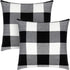Syntus Set of 2 Buffalo Check Throw Pillow Covers, Black and White Polyester Linen for Christmas Thanksgiving Decor, 18