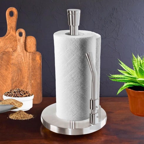 OGGI Stainless Steel Paper Towel Holder, 13" Height, with Tension Arm and Tear Bar