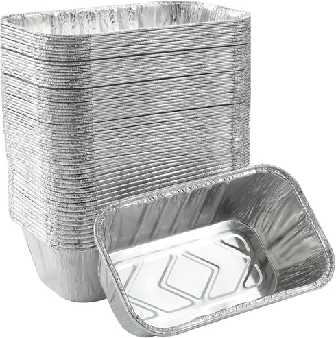 50 Pack 1Lb Mini Loaf Pans, Heavy Duty Disposable Aluminum Foil Bread Tins, Oven Safe Standard Size - 6" X 3.5"