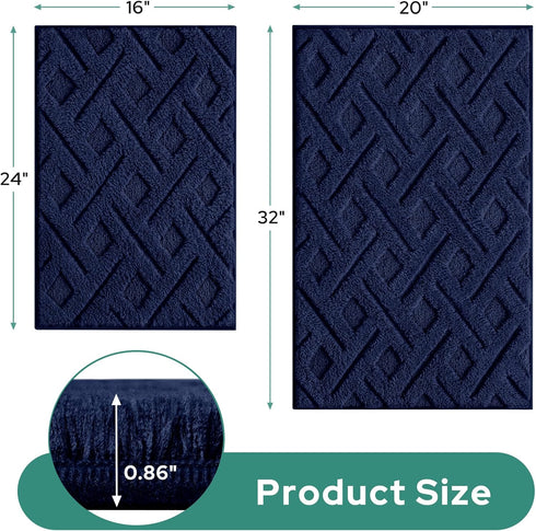 HOMEIDEAS 2 Piece Bathroom Rugs Sets - Extra Soft Shaggy Absorbent Non Slip Machine Washable Bath Mat