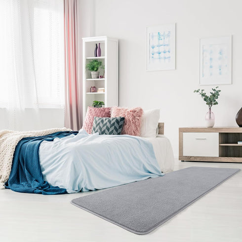 Keeko 2x6 Washable Hallway Runner Rug, Grey Soft Indoor Low Pile Non Slip Memory Foam Carpet for Bedroom Kitchen Living