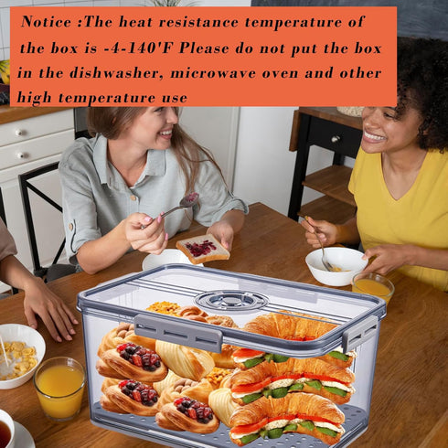 Counter, Honbuty Bread Box Bread Boxes with Lid for Kitchen Airtight Loaf Bread Storage Container,Large Time Recording