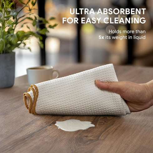 Set 2 Towels,16x 28, RECYCO Waffle Kitchen Towel of - Quick Dry Microfiber Sustainable Dish Towels - Ultra Absorbent