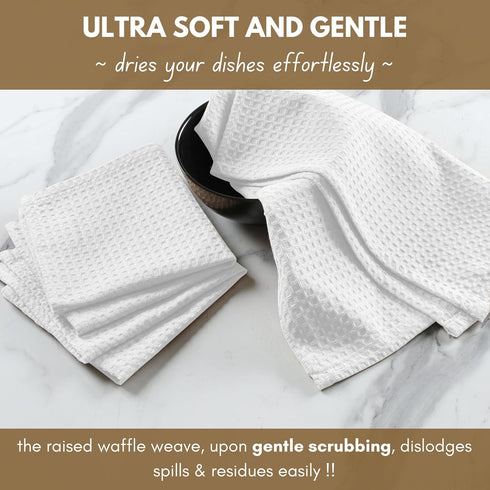 16x26 inches, 4-Pack, Native Fab Cotton Kitchen Towel with Hanging Loop Waffle Weave Kitchen Towels for Cleaning
